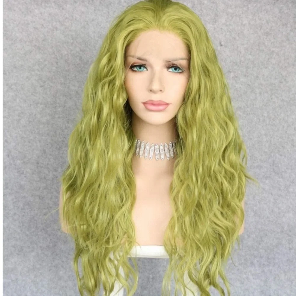 22 Light Green Natural Wavy Wig NEW